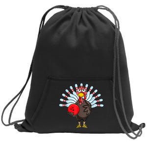 Thanksgiving Turkey Bowling Pin Matching Team Sweatshirt Cinch Pack Bag