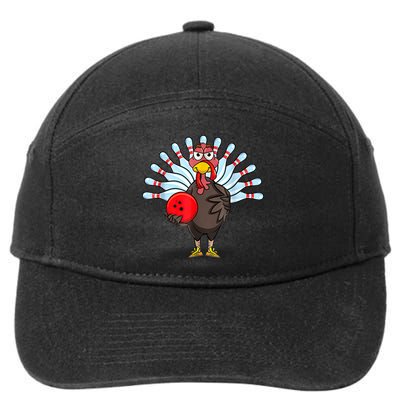 Thanksgiving Turkey Bowling Pin Matching Team 7-Panel Snapback Hat