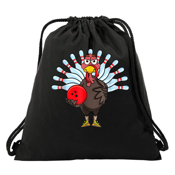 Thanksgiving Turkey Bowling Pin Matching Team Drawstring Bag