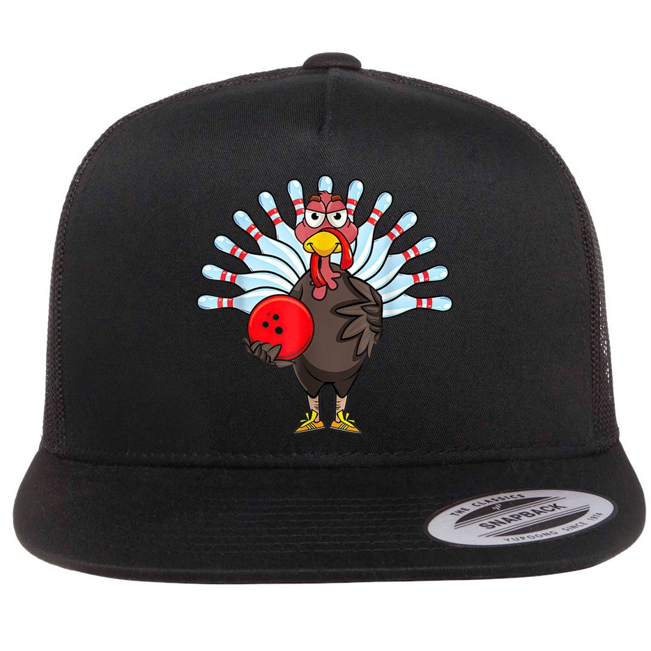 Thanksgiving Turkey Bowling Pin Matching Team Flat Bill Trucker Hat