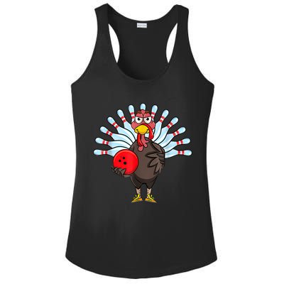 Thanksgiving Turkey Bowling Pin Matching Team Ladies PosiCharge Competitor Racerback Tank