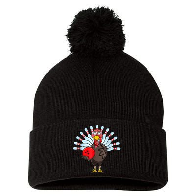 Thanksgiving Turkey Bowling Pin Matching Team Pom Pom 12in Knit Beanie
