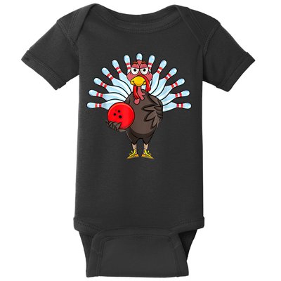 Thanksgiving Turkey Bowling Pin Matching Team Baby Bodysuit