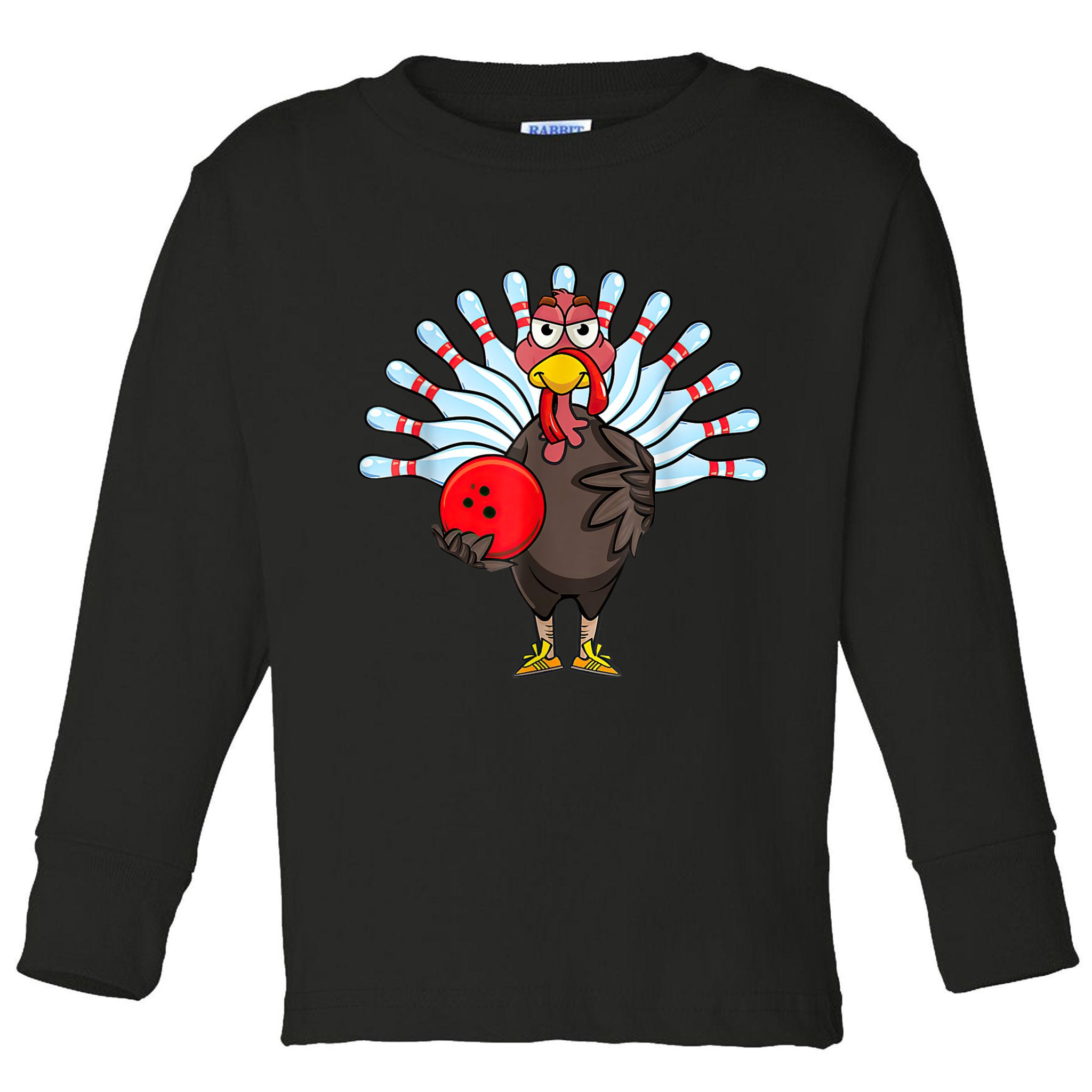 Thanksgiving Turkey Bowling Pin Matching Team Toddler Long Sleeve Shirt