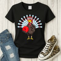 Thanksgiving Turkey Bowling Pin Matching Team Womens T-Shirt