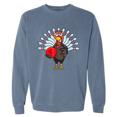 Thanksgiving Turkey Bowling Pin Matching Team Garment-Dyed Sweatshirt