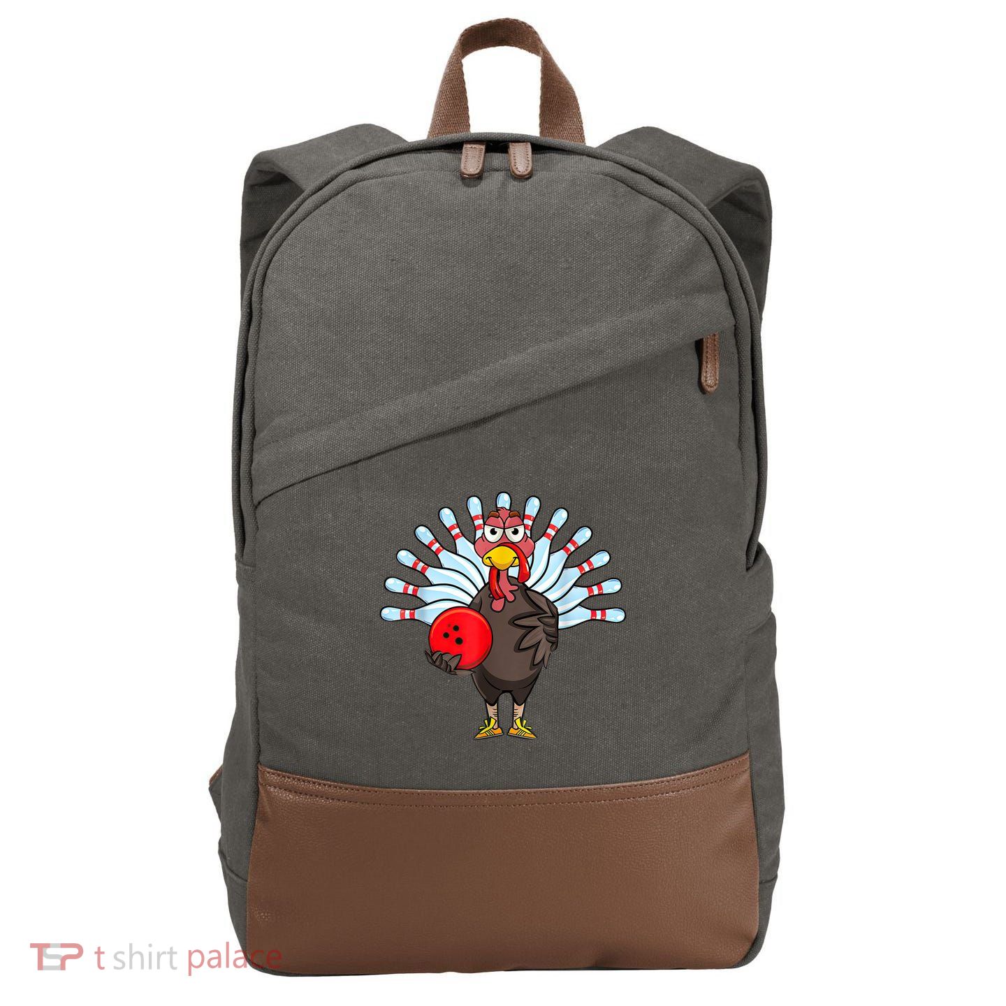 Thanksgiving Turkey Bowling Pin Matching Team Cotton Canvas Backpack