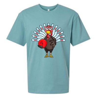Thanksgiving Turkey Bowling Pin Matching Team Sueded Cloud Jersey T-Shirt