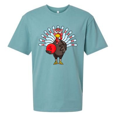 Thanksgiving Turkey Bowling Pin Matching Team Sueded Cloud Jersey T-Shirt