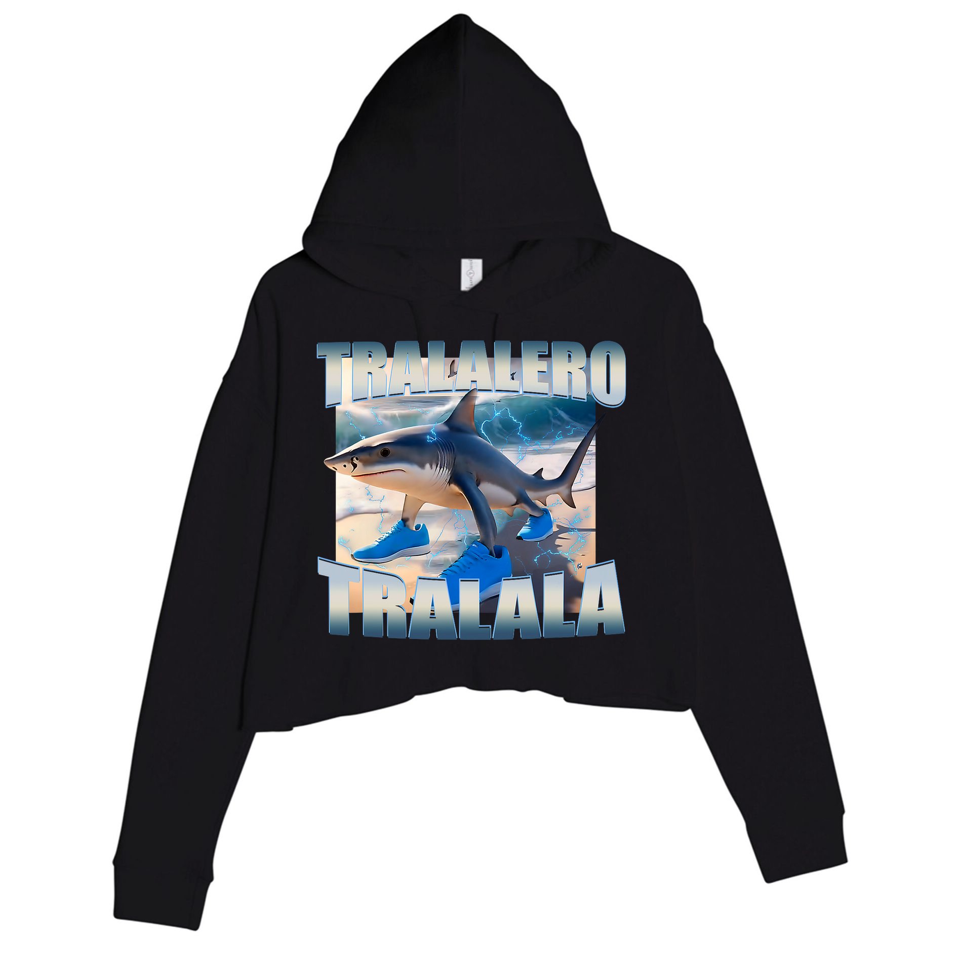 Tralalero Tralala Bootleg Brainrot Italian Brainrot Meme  Crop Fleece Hoodie