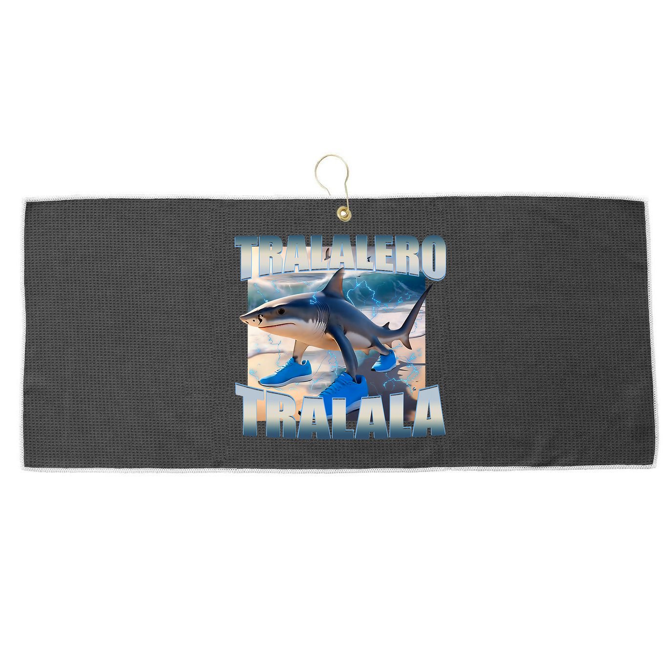 Tralalero Tralala Bootleg Brainrot Italian Brainrot Meme  Large Microfiber Waffle Golf Towel