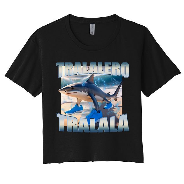 Tralalero Tralala Bootleg Brainrot Italian Brainrot Meme  Women's Crop Top Tee