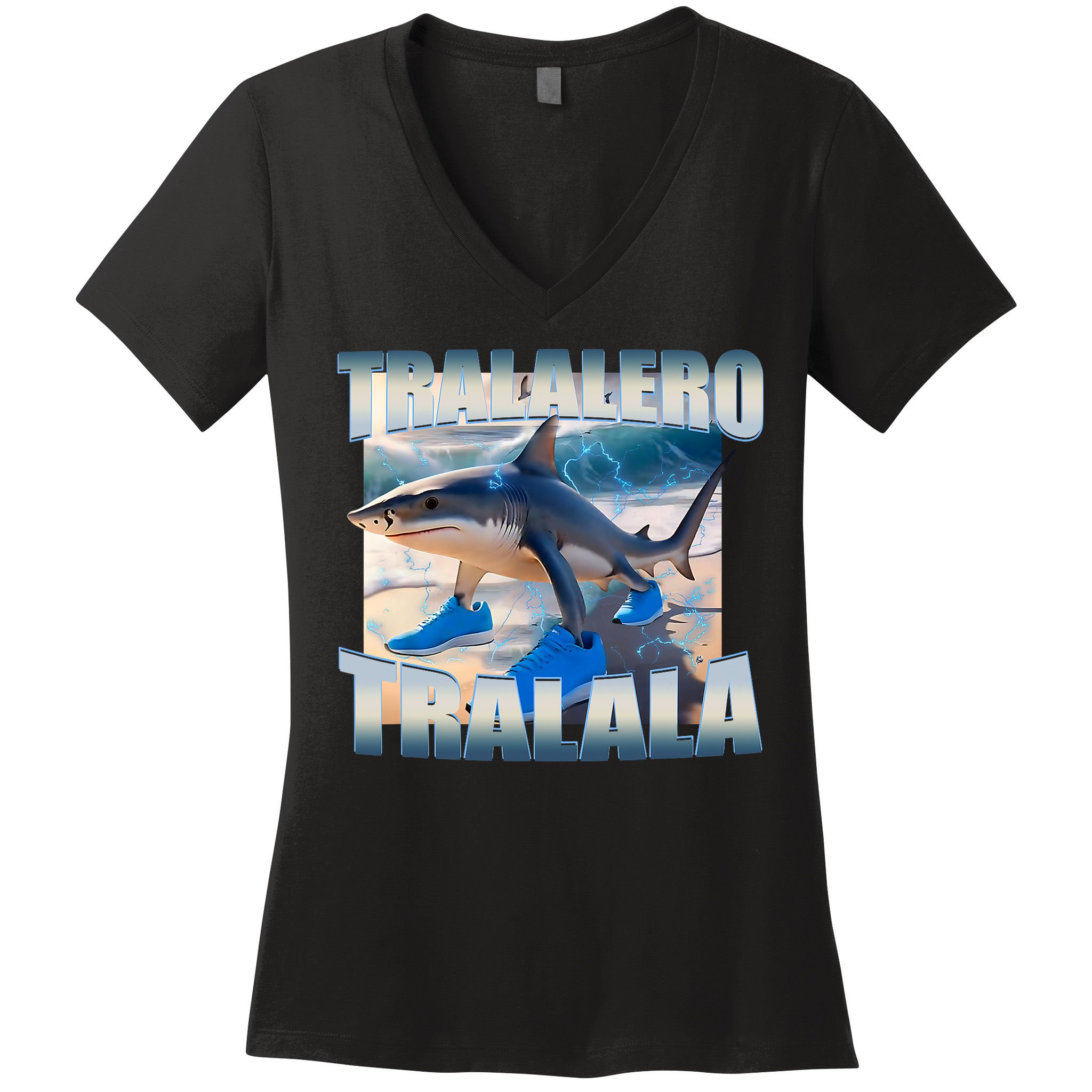 Tralalero Tralala Bootleg Brainrot Italian Brainrot Meme  Women's V-Neck T-Shirt