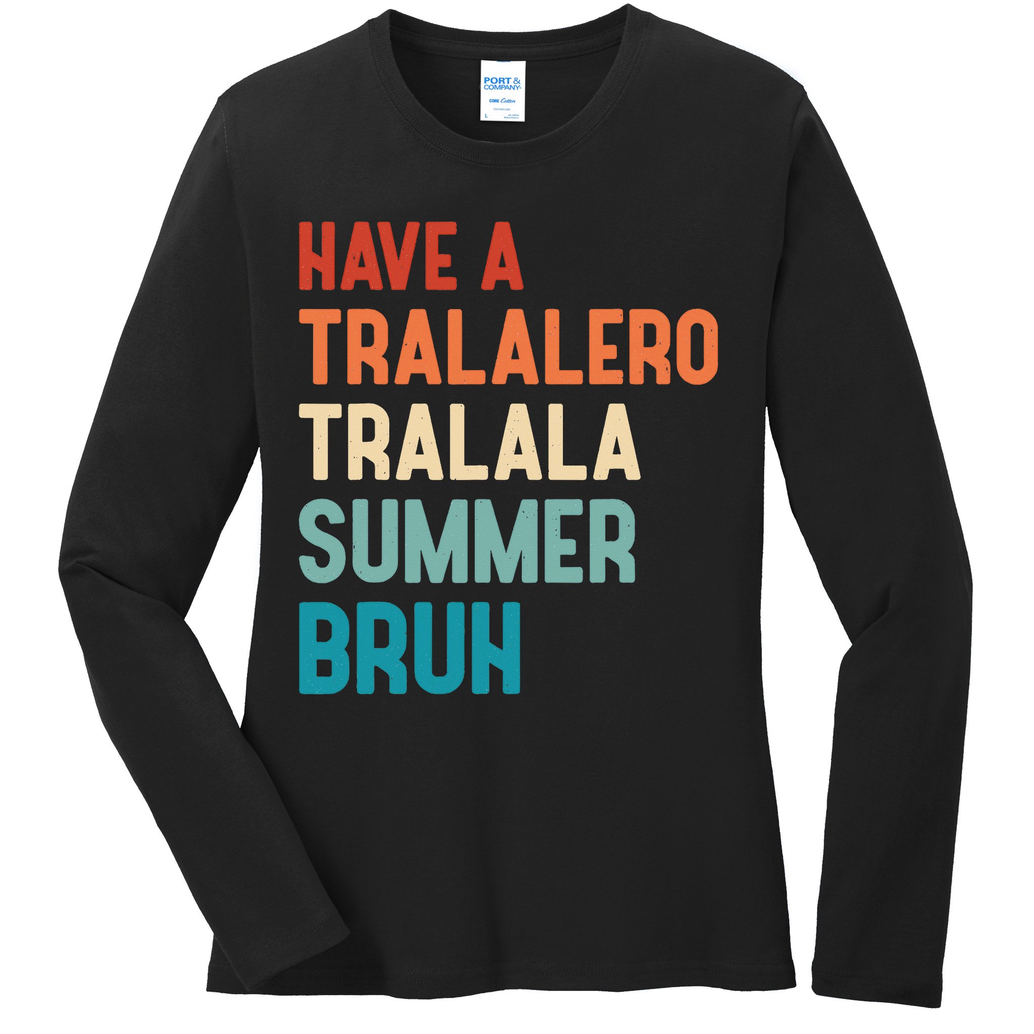 Tralalero Tralala Brainrot Teacher Last Day Of School Ladies Long Sleeve Shirt
