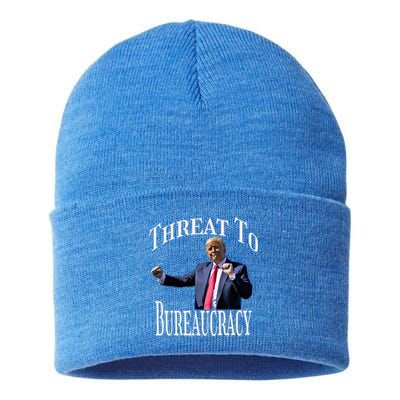 Threat To Bureaucracy Political Humor Maga Supporters Sustainable Knit Beanie