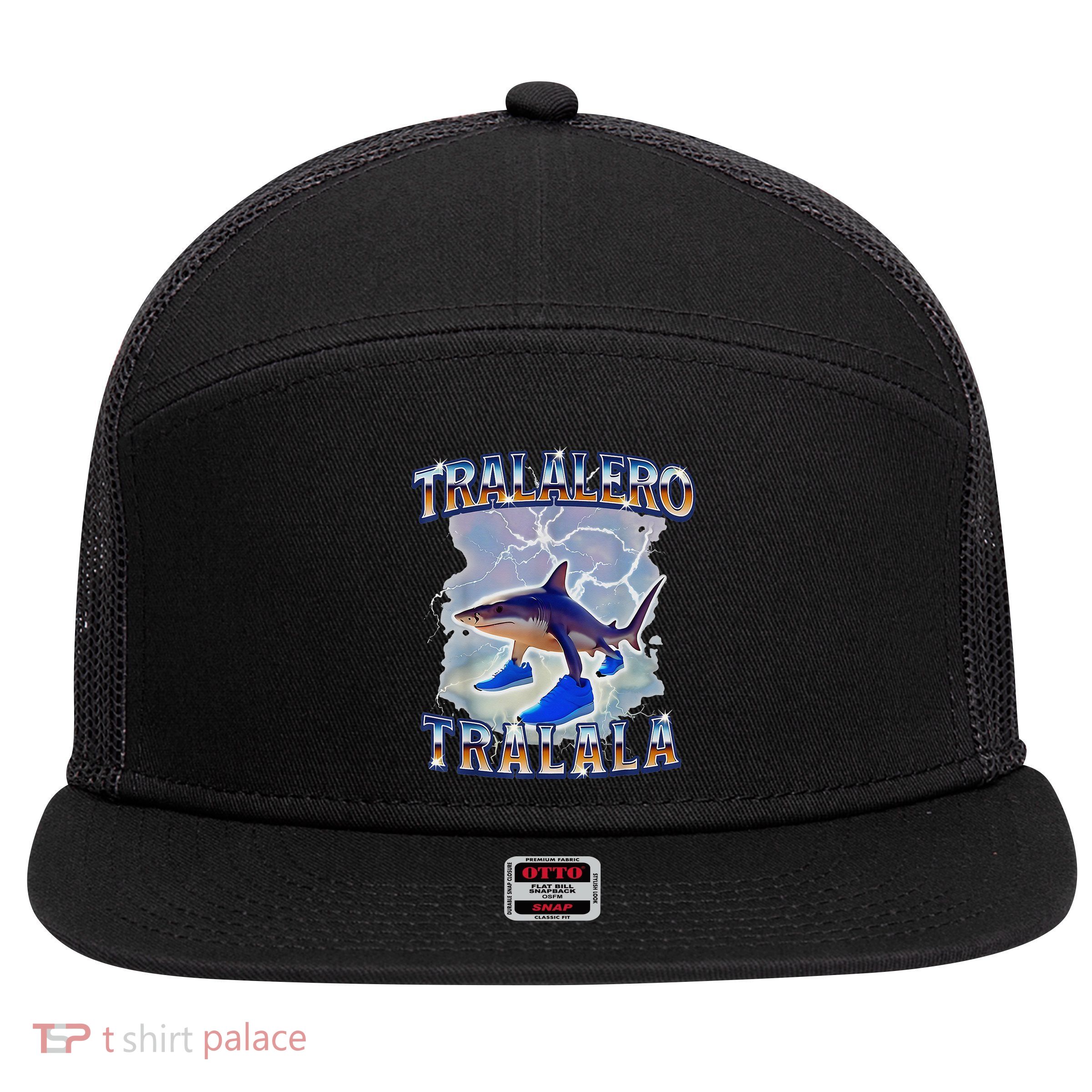 Tralalero Tralala Bootleg Brainrot Italian Brainrot Meme 7 Panel Mesh Trucker Snapback Hat