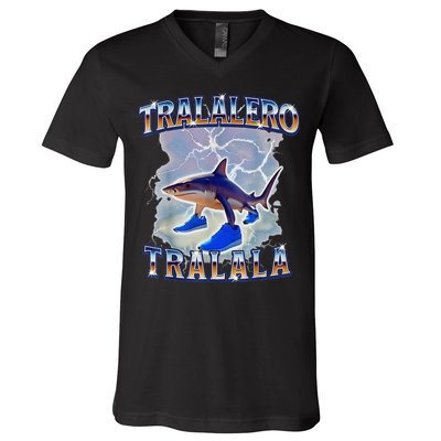 Tralalero Tralala Bootleg Brainrot Italian Brainrot Meme V-Neck T-Shirt