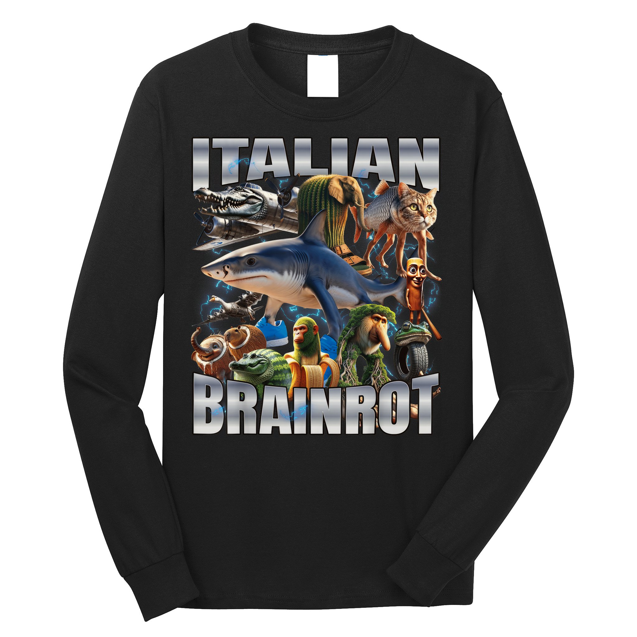 Tralalero Tralala Bombardino Crocodilo Italian Brainrot  Long Sleeve Shirt