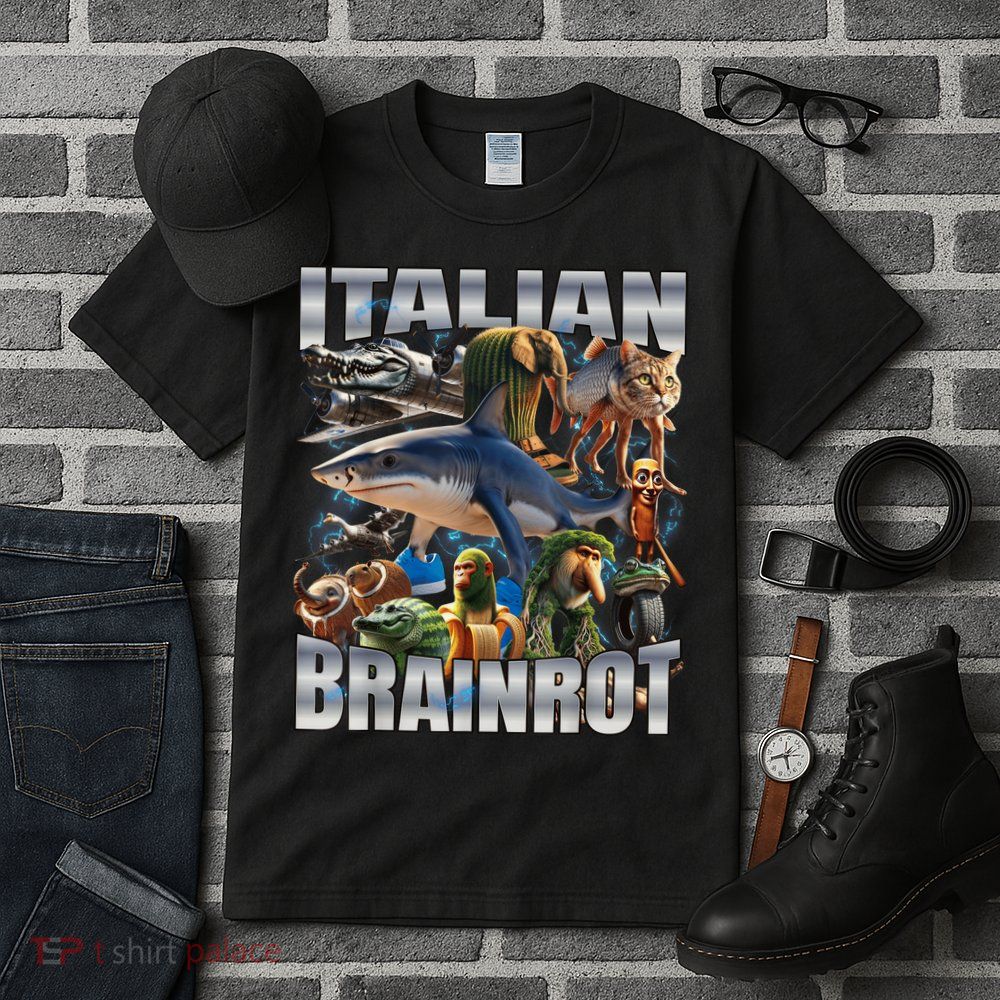 Tralalero Tralala Bombardino Crocodilo Italian Brainrot  Tall T-Shirt