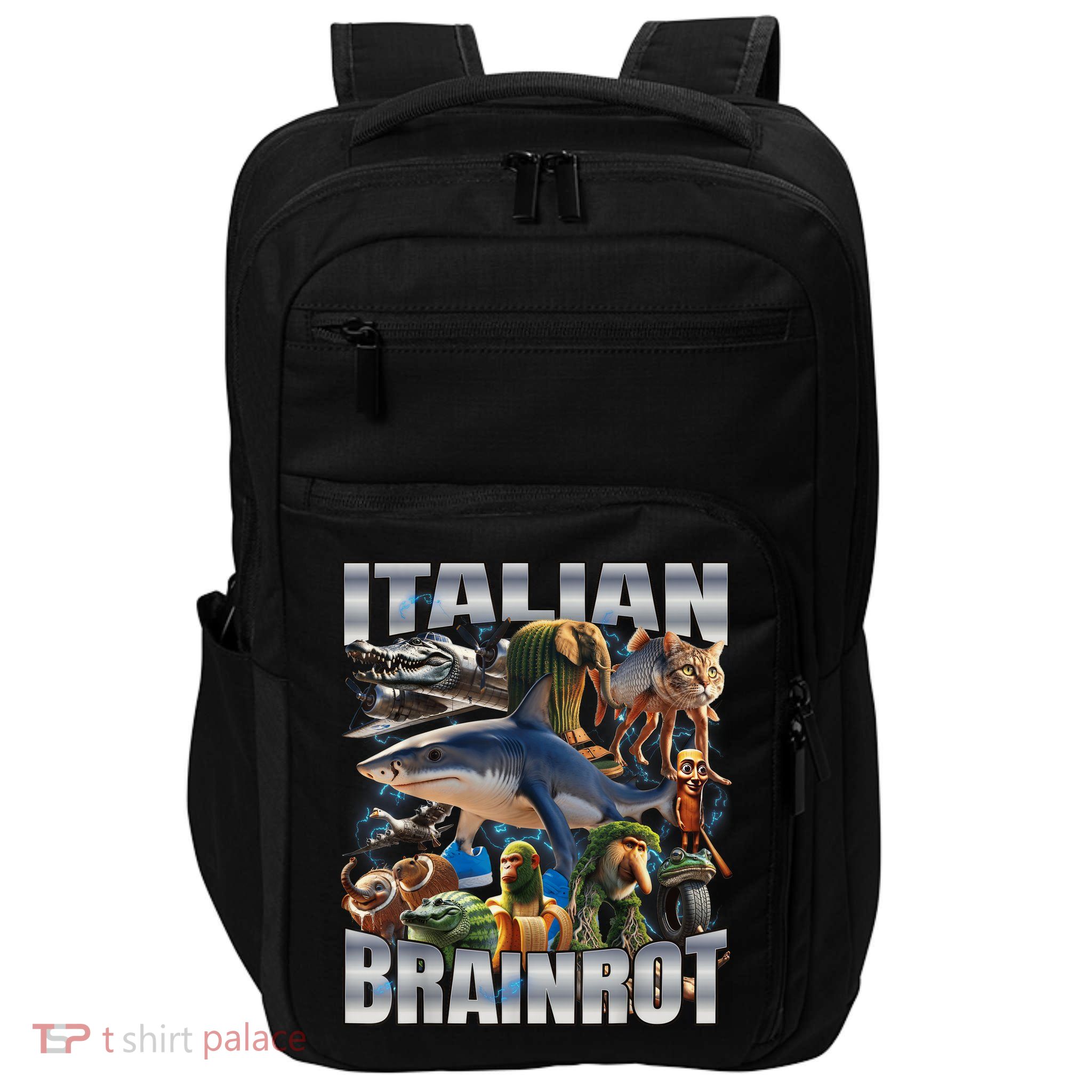 Tralalero Tralala Bombardino Crocodilo Italian Brainrot  Impact Tech Backpack