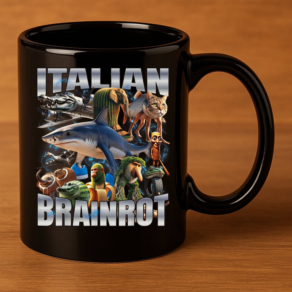 Tralalero Tralala Bombardino Crocodilo Italian Brainrot  11oz C Handle Ceramic Mug