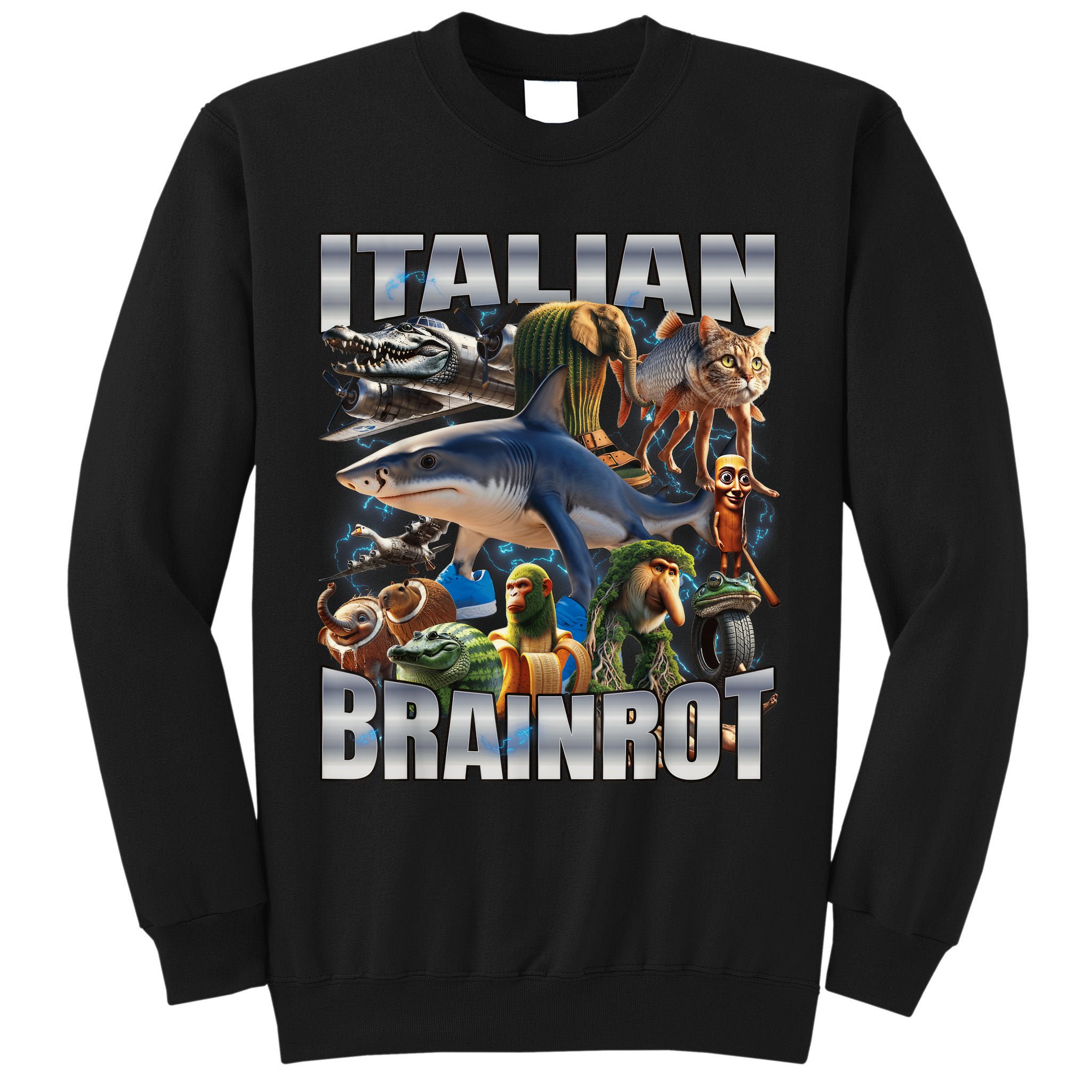 Tralalero Tralala Bombardino Crocodilo Italian Brainrot  Tall Sweatshirt
