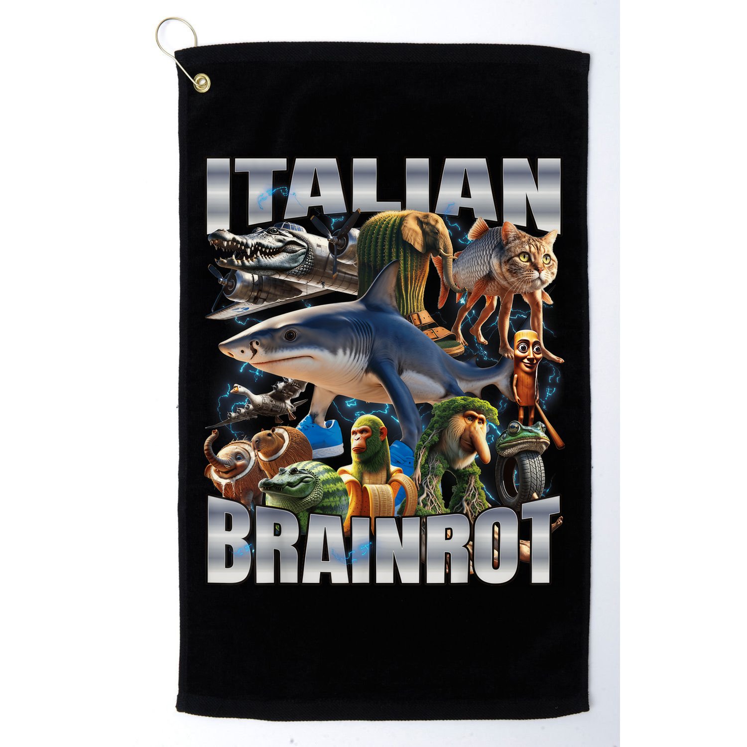 Tralalero Tralala Bombardino Crocodilo Italian Brainrot  Golf Towel