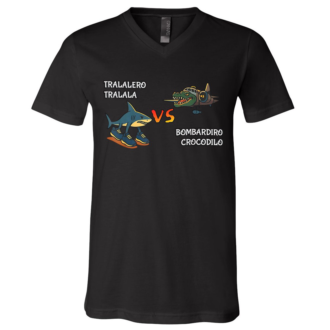 Tralalero Tralala Brainrot Meme Bombardino Crocodilo Italian  V-Neck T-Shirt