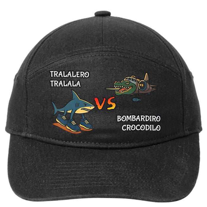 Tralalero Tralala Brainrot Meme Bombardino Crocodilo Italian  7-Panel Snapback Hat