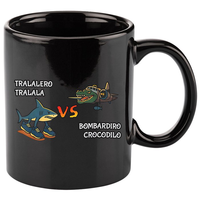 Tralalero Tralala Brainrot Meme Bombardino Crocodilo Italian  11oz C Handle Ceramic Mug
