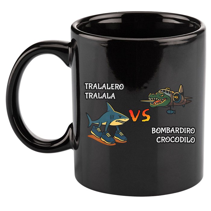 Tralalero Tralala Brainrot Meme Bombardino Crocodilo Italian  11oz C Handle Ceramic Mug