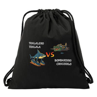 Tralalero Tralala Brainrot Meme Bombardino Crocodilo Italian  Drawstring Bag