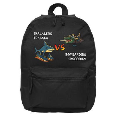 Tralalero Tralala Brainrot Meme Bombardino Crocodilo Italian  16 in Basic Backpack