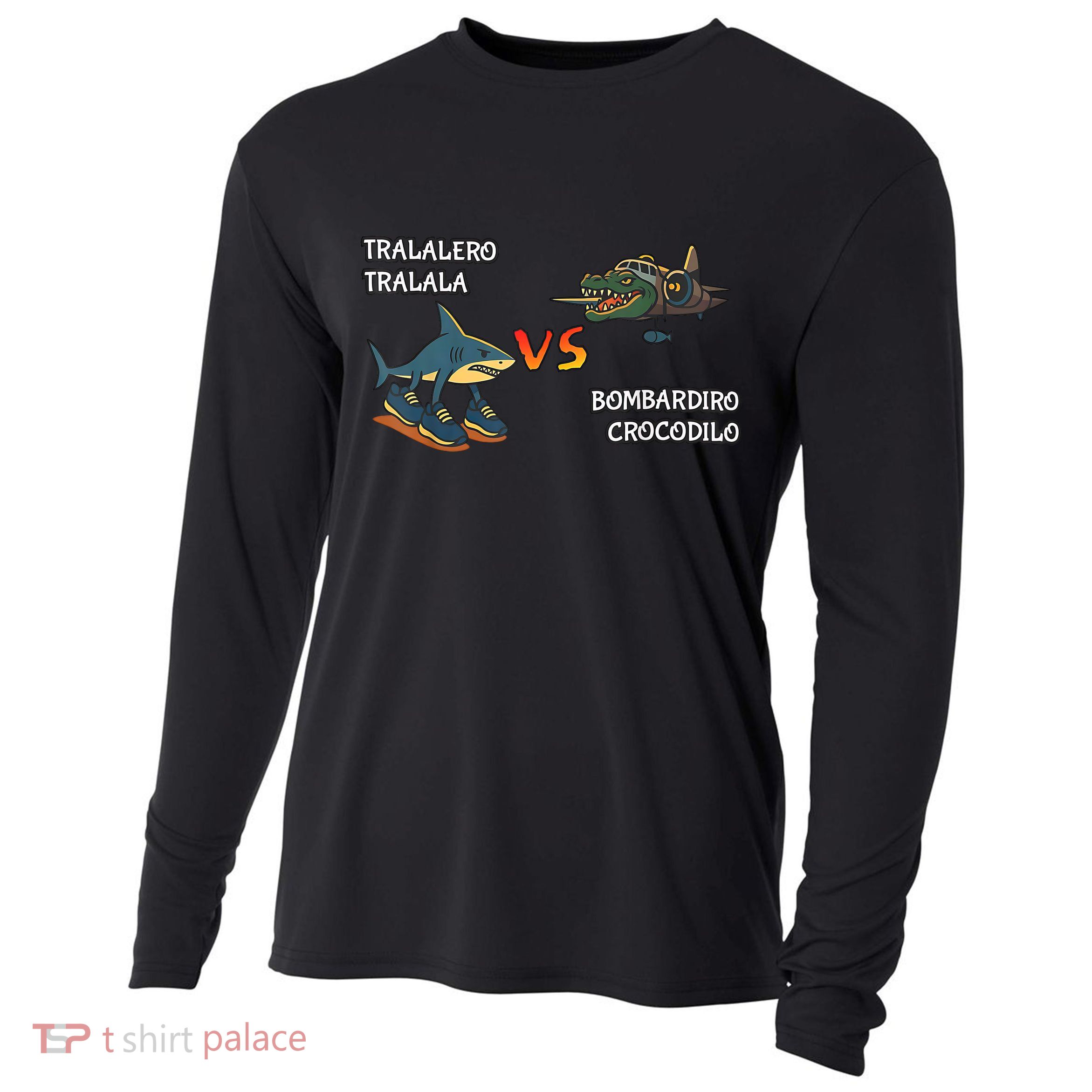 Tralalero Tralala Brainrot Meme Bombardino Crocodilo Italian  Cooling Performance Long Sleeve Crew