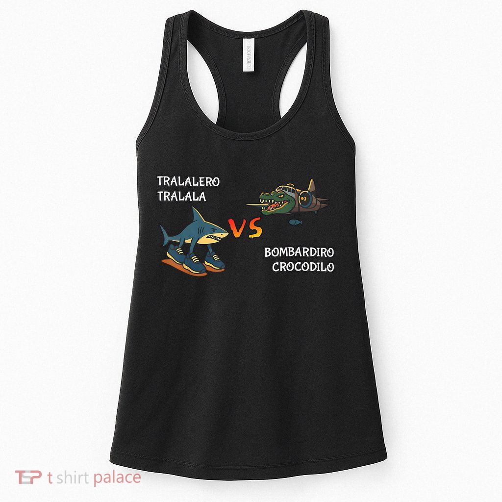 Tralalero Tralala Brainrot Meme Bombardino Crocodilo Italian  Womens Tank Top
