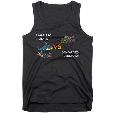 Tralalero Tralala Brainrot Meme Bombardino Crocodilo Italian  Tank Top