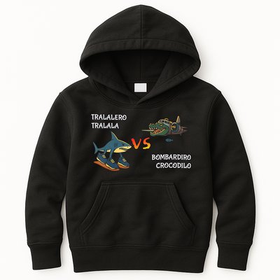 Tralalero Tralala Brainrot Meme Bombardino Crocodilo Italian  Kids Hoodie