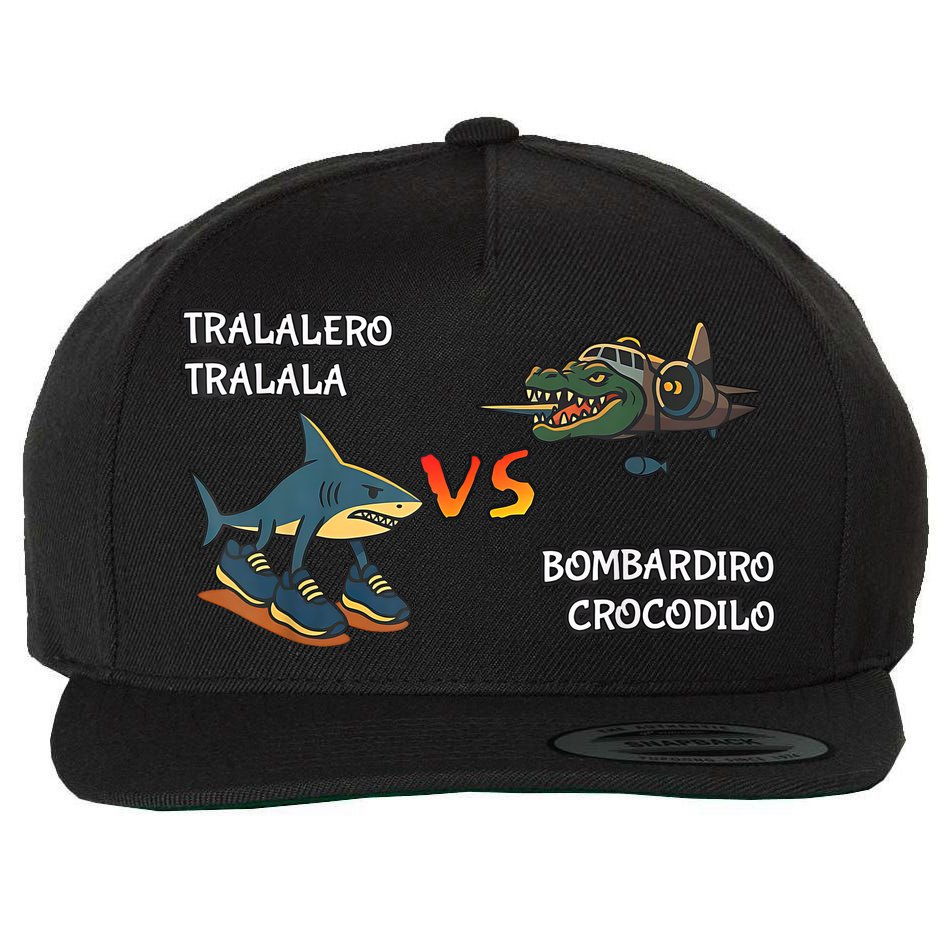 Tralalero Tralala Brainrot Meme Bombardino Crocodilo Italian  Wool Snapback Cap