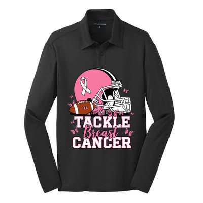 T Tackle Breast Cancer Awareness American Silk Touch Performance Long Sleeve Polo