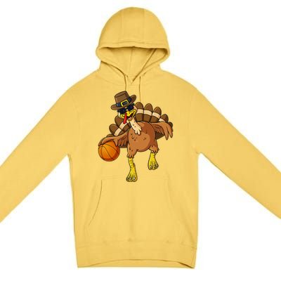 Thanksgiving Turkey Basketball Player Funny Boys Girls Gift Premium Pullover Hoodie