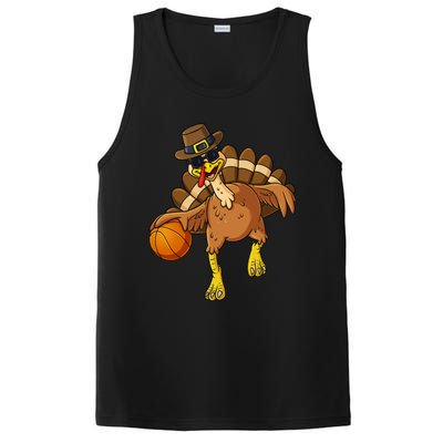 Thanksgiving Turkey Basketball Player Funny Boys Girls Gift PosiCharge Competitor Tank