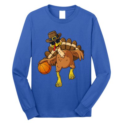 Thanksgiving Turkey Basketball Player Funny Boys Girls Gift Long Sleeve Shirt