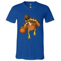 Thanksgiving Turkey Basketball Player Funny Boys Girls Gift V-Neck T-Shirt