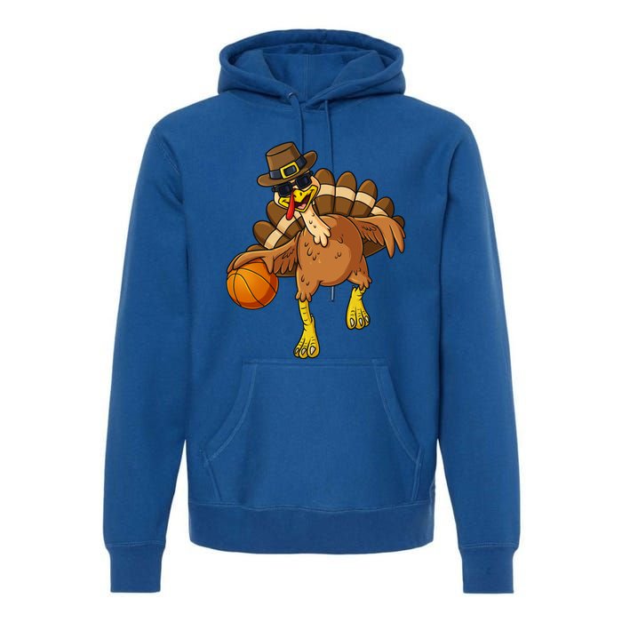 Thanksgiving Turkey Basketball Player Funny Boys Girls Gift Premium Hoodie