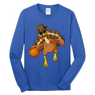 Thanksgiving Turkey Basketball Player Funny Boys Girls Gift Tall Long Sleeve T-Shirt