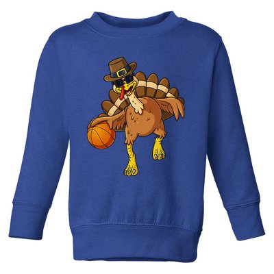 Thanksgiving Turkey Basketball Player Funny Boys Girls Gift Toddler Sweatshirt