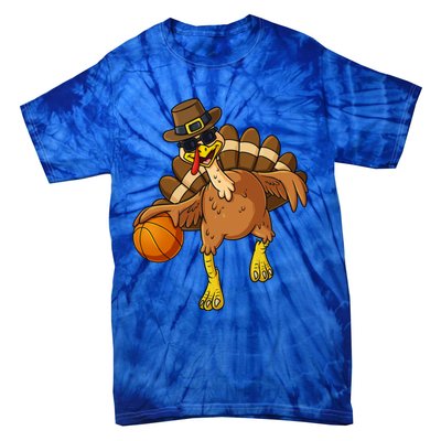 Thanksgiving Turkey Basketball Player Funny Boys Girls Gift Tie-Dye T-Shirt