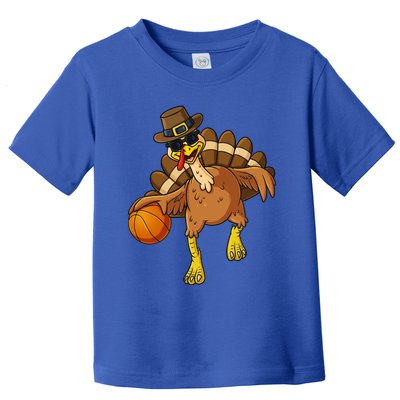 Thanksgiving Turkey Basketball Player Funny Boys Girls Gift Toddler T-Shirt