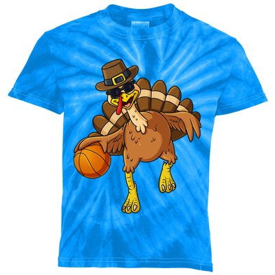 Thanksgiving Turkey Basketball Player Funny Boys Girls Gift Kids Tie-Dye T-Shirt