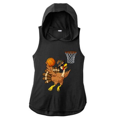 Thanksgiving Turkey Basketball Player Funny Boys Girls Cute Gift Ladies PosiCharge Tri-Blend Wicking Draft Hoodie Tank